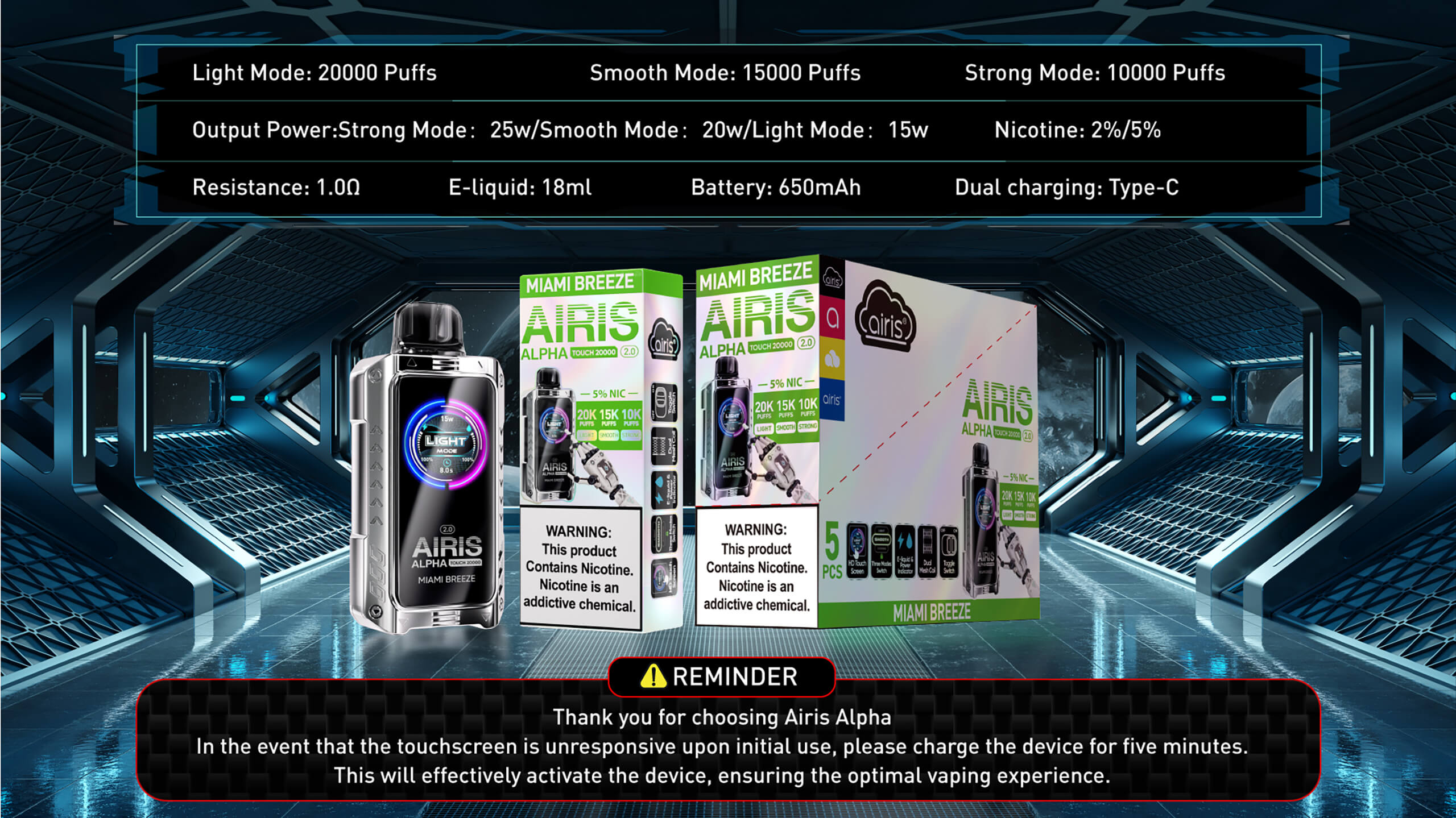 Airis alpha Product function display 10